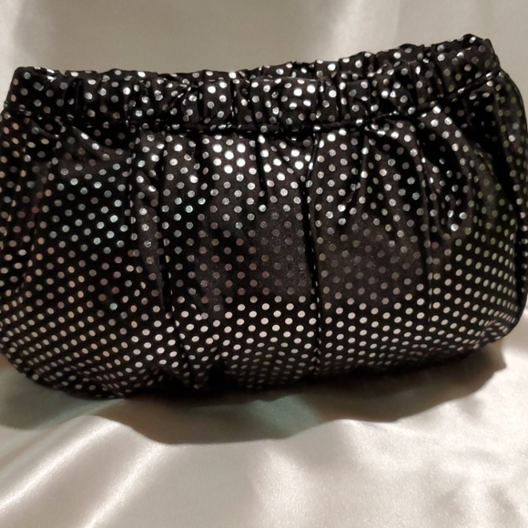 Betsey Johnson Black & Silver Dot Clutch - Picture 3 of 5